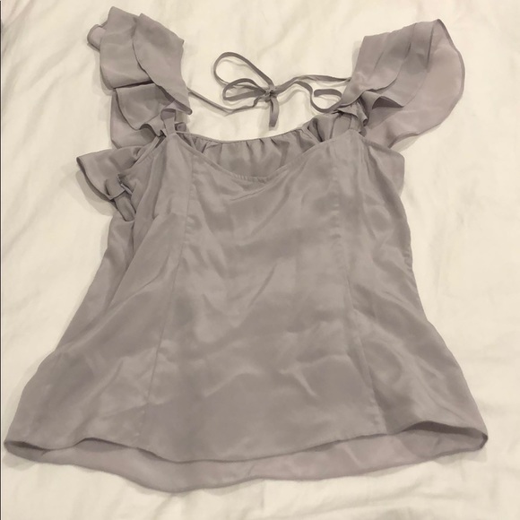 Club Monaco light purple/grey 100% Silk Shirt - Picture 3 of 5